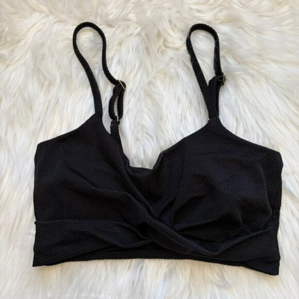Aerie Twist Black Scoop Bikini Top Women's Small